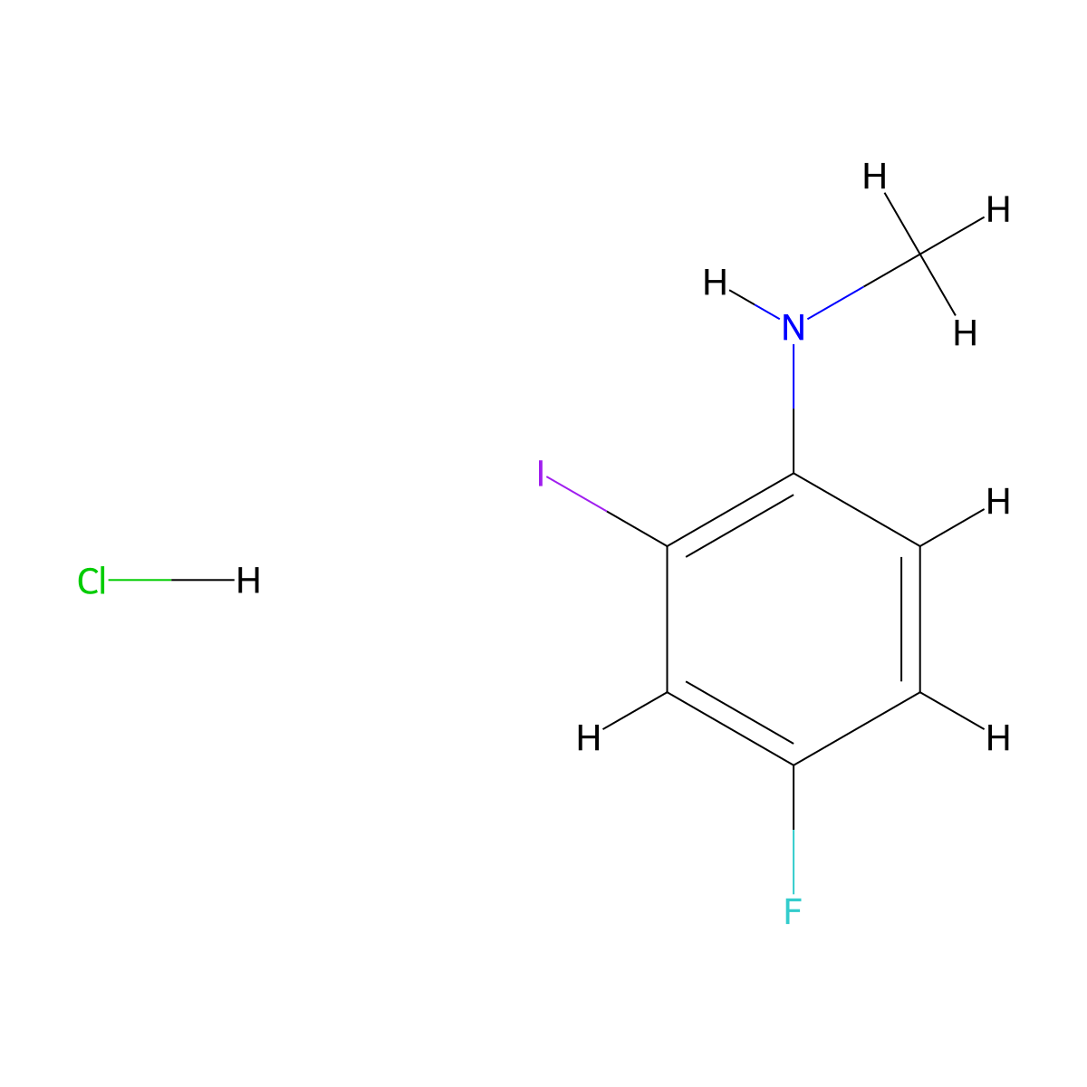 4-fluoro-2-iodo-N-methylaniline hydrochloride molecular structure, CAS 2260936-07-8