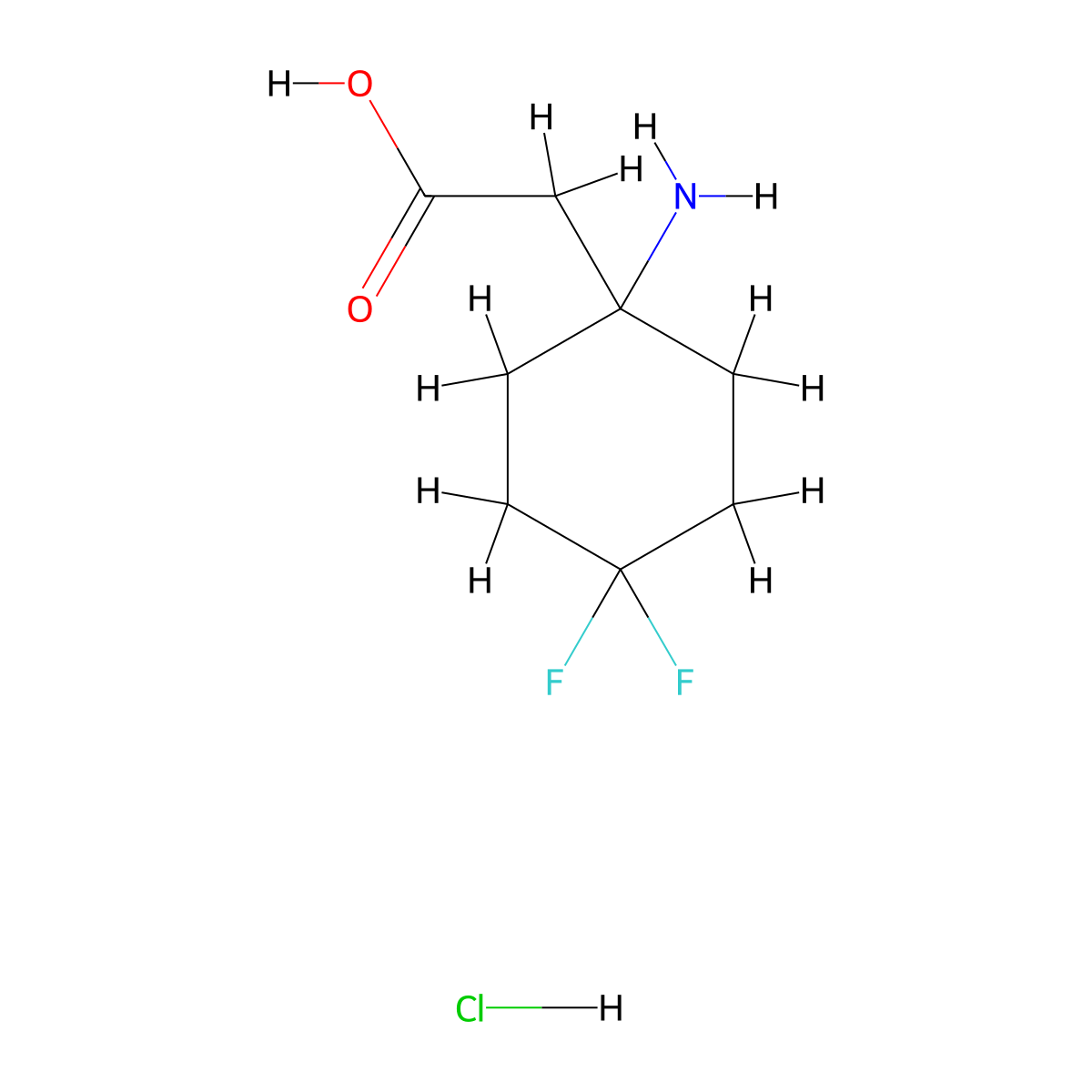 2-(1-Amino-4,4-difluorocyclohexyl)acetic acid hydrochloride molecular structure, CAS 2260936-17-0