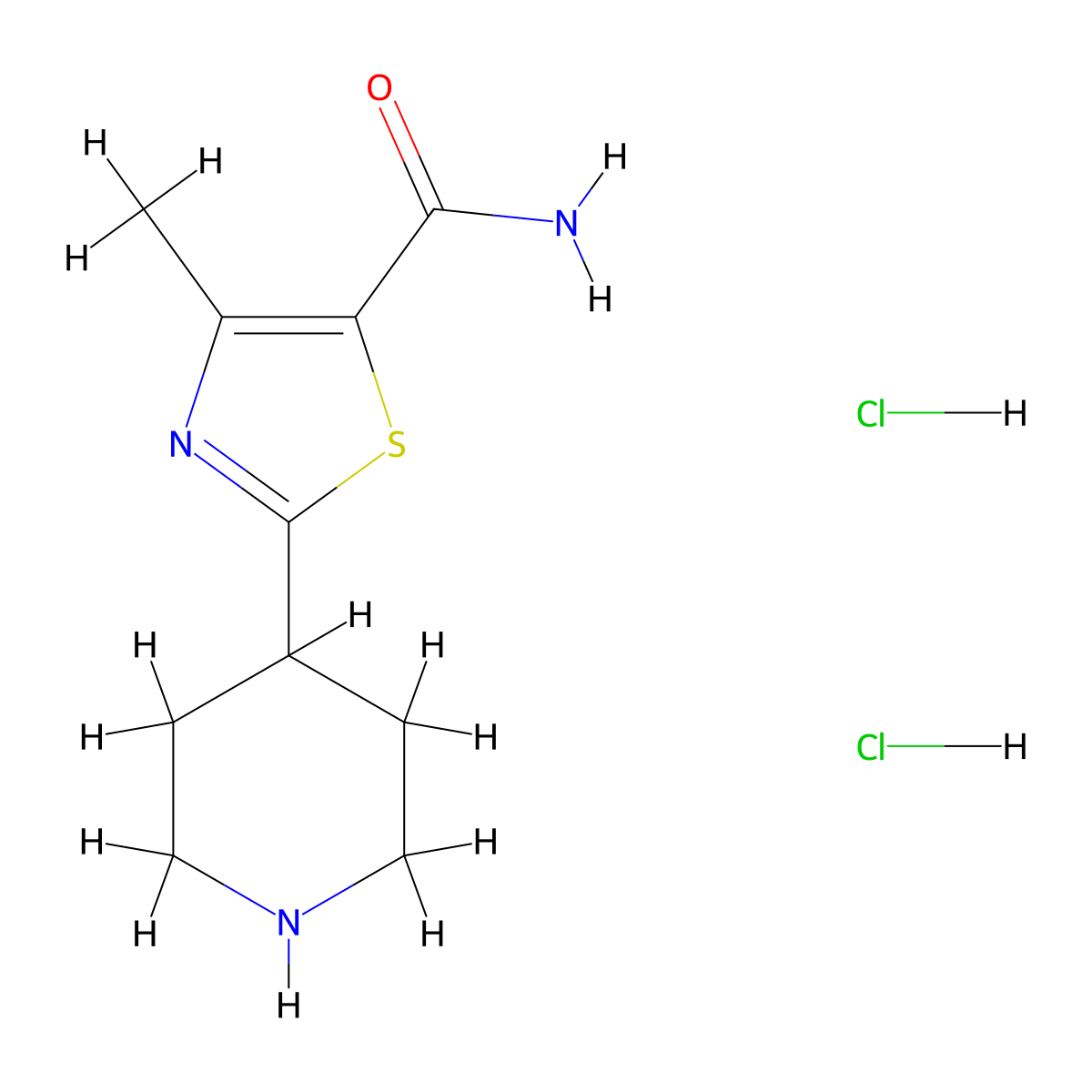 4-Methyl-2-(piperidin-4-yl)-1,3-thiazole-5-carboxamide dihydrochloride molecular structure, CAS 2260936-25-0
