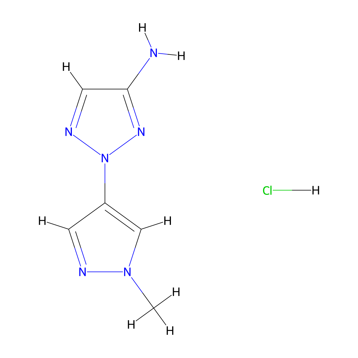2-(1-methyl-1H-pyrazol-4-yl)-2H-1,2,3-triazol-4-amine hydrochloride molecular structure, CAS 2260936-26-1