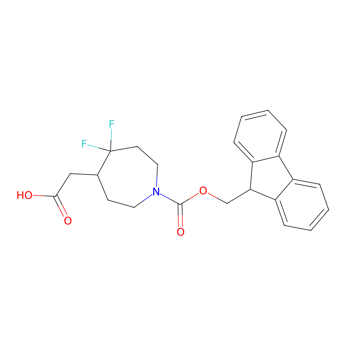 2-(1-{[(9H-fluoren-9-yl)methoxy]carbonyl}-5,5-difluoroazepan-4-yl)acetic acid molecular structure, CAS 2260936-31-8