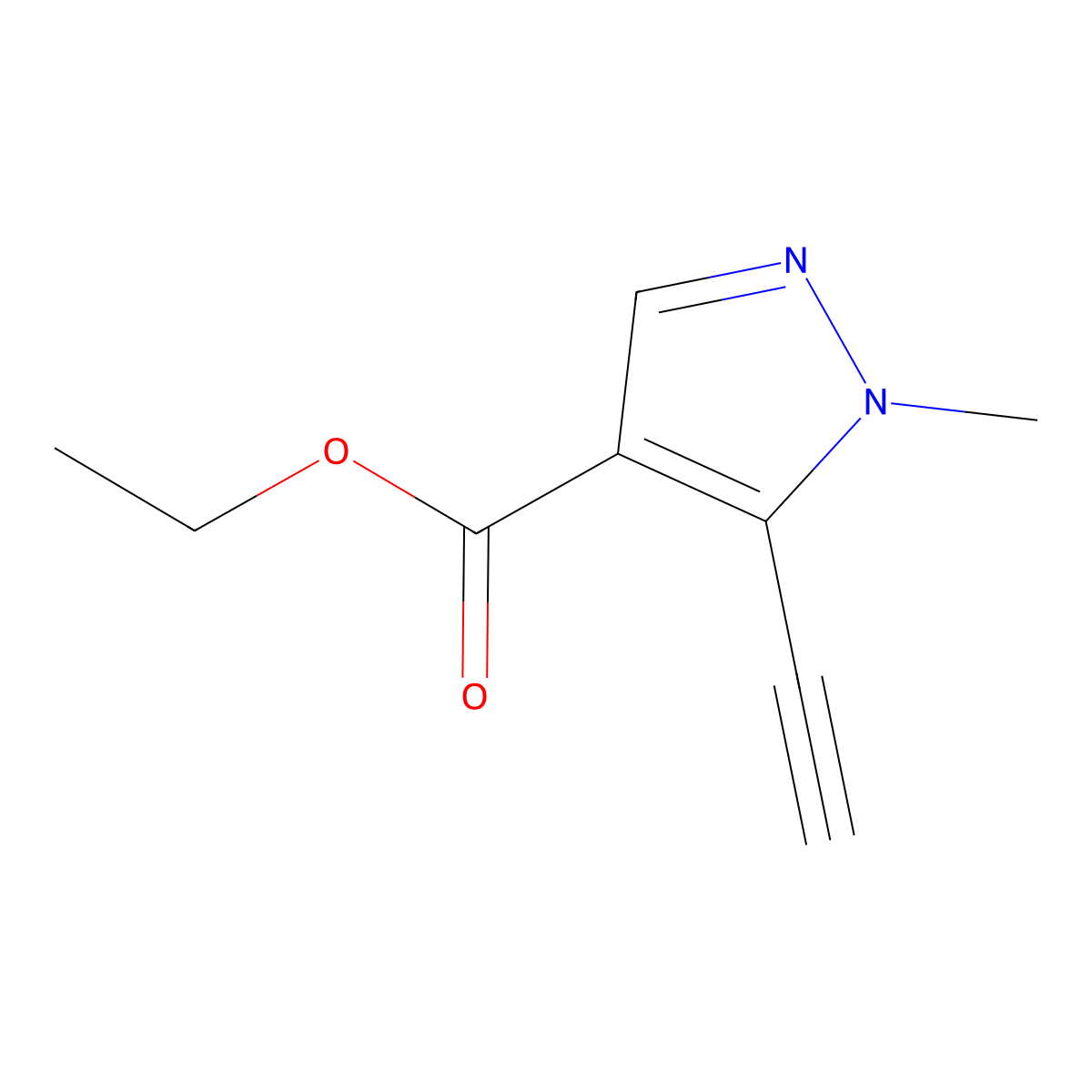 1H-Pyrazole-4-carboxylic acid, 5-ethynyl-1-methyl-, ethyl ester molecular structure, CAS 2260936-58-9