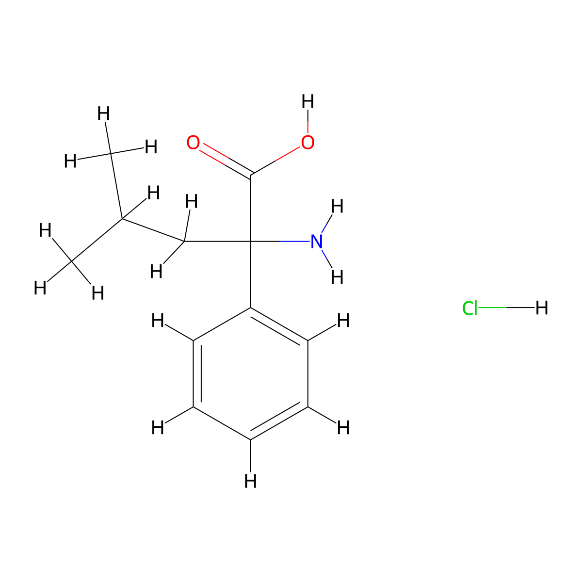 2-Amino-4-methyl-2-phenylpentanoic acid hydrochloride molecular structure, CAS 2260936-59-0