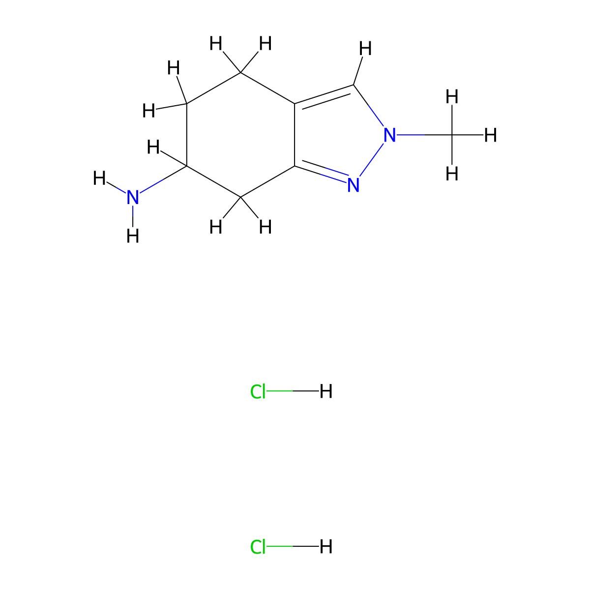 2-methyl-4,5,6,7-tetrahydro-2H-indazol-6-amine dihydrochloride molecular structure, CAS 2260936-64-7
