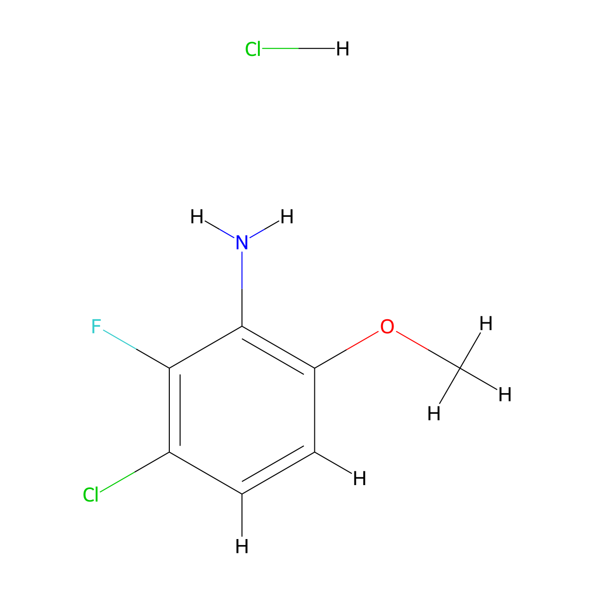 3-Chloro-2-fluoro-6-methoxyaniline hydrochloride molecular structure, CAS 2260936-69-2