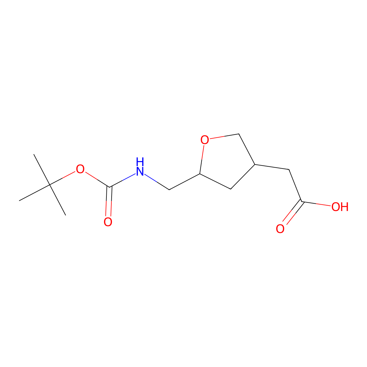 2-[5-({[(Tert-butoxy)carbonyl]amino}methyl)oxolan-3-yl]acetic acid molecular structure, CAS 2260936-75-0