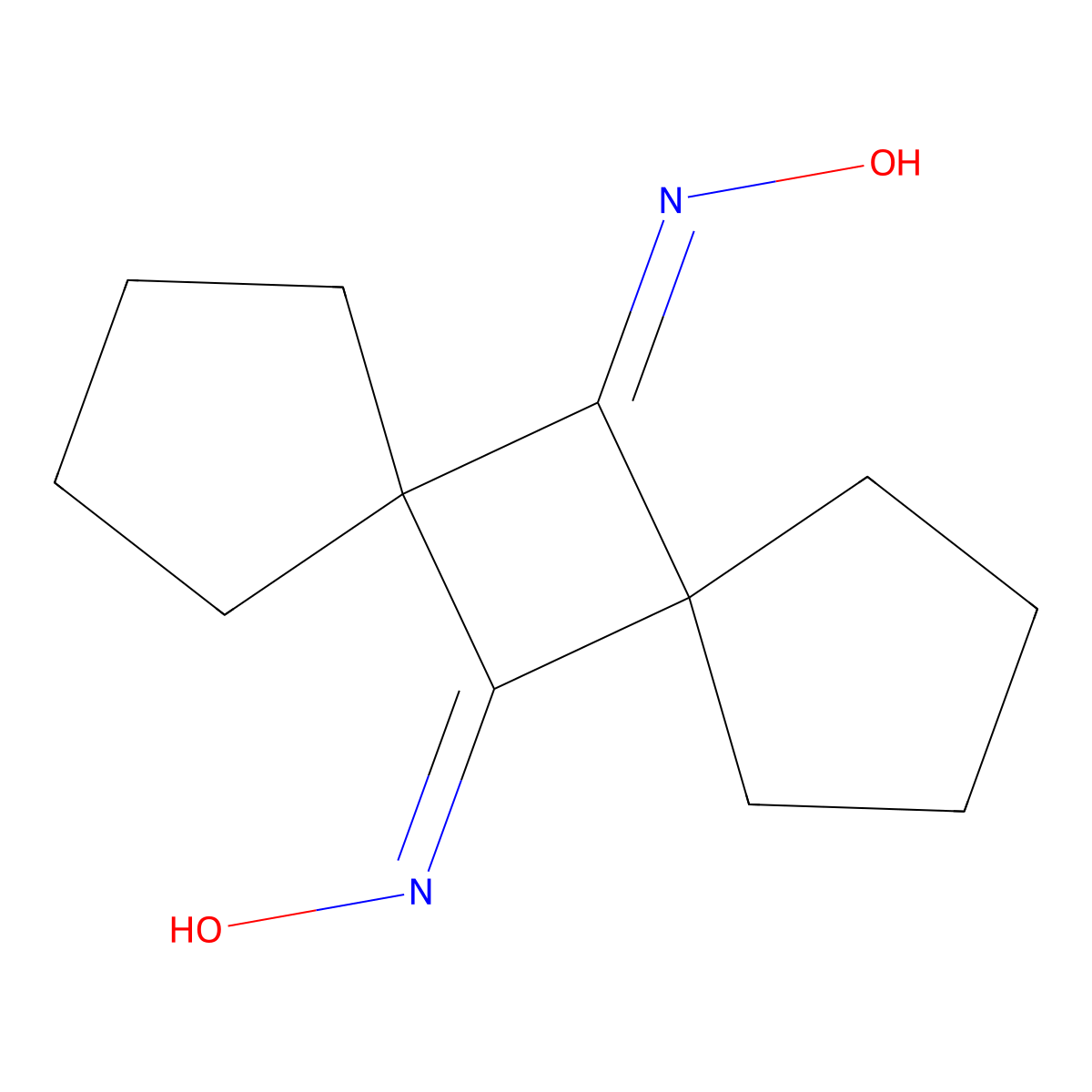 N-[12-(hydroxyimino)dispiro[4.1.4^{7}.1^{5}]dodecan-6-ylidene]hydroxylamine molecular structure, CAS 2260936-76-1