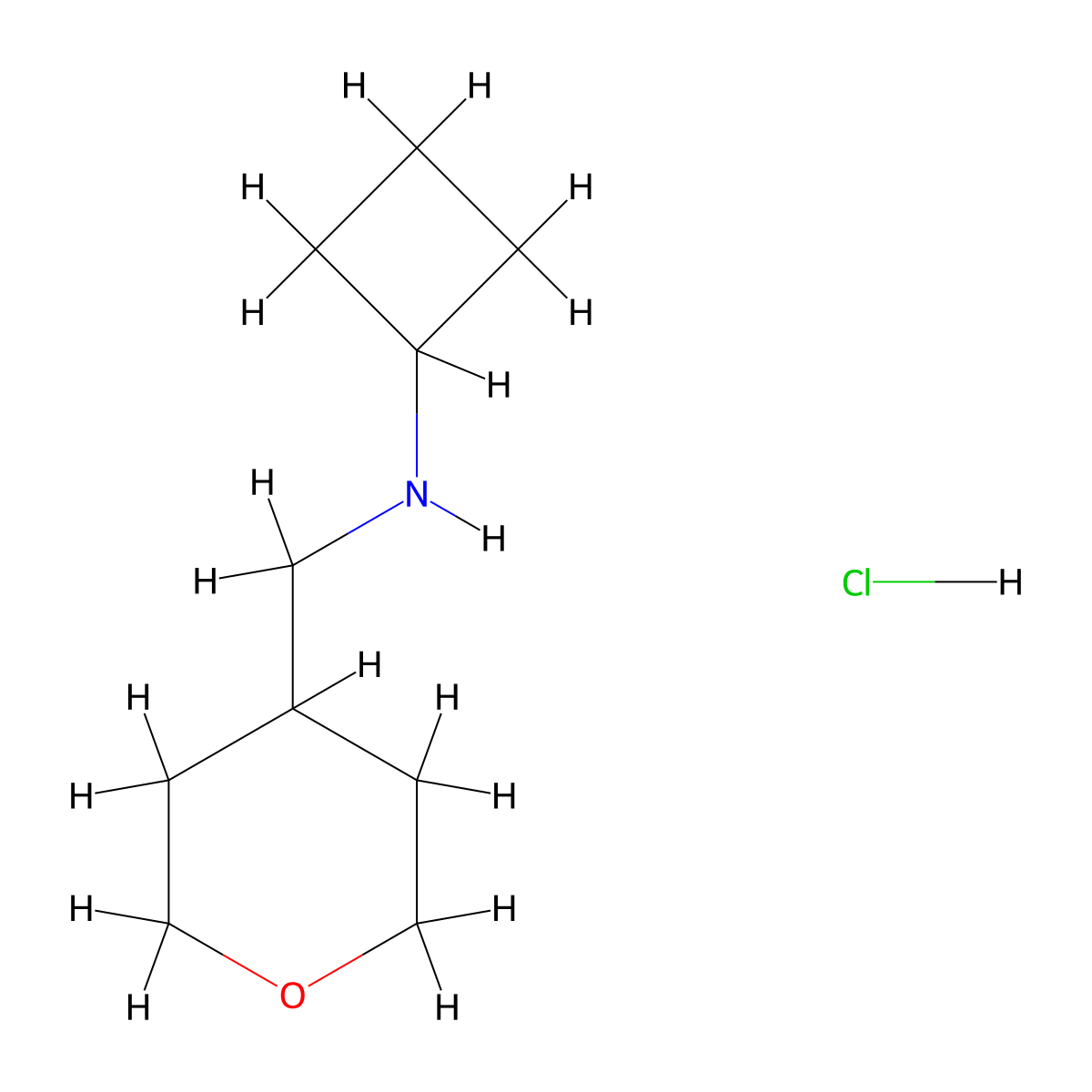 N-[(oxan-4-yl)methyl]cyclobutanamine hydrochloride molecular structure, CAS 2260936-89-6