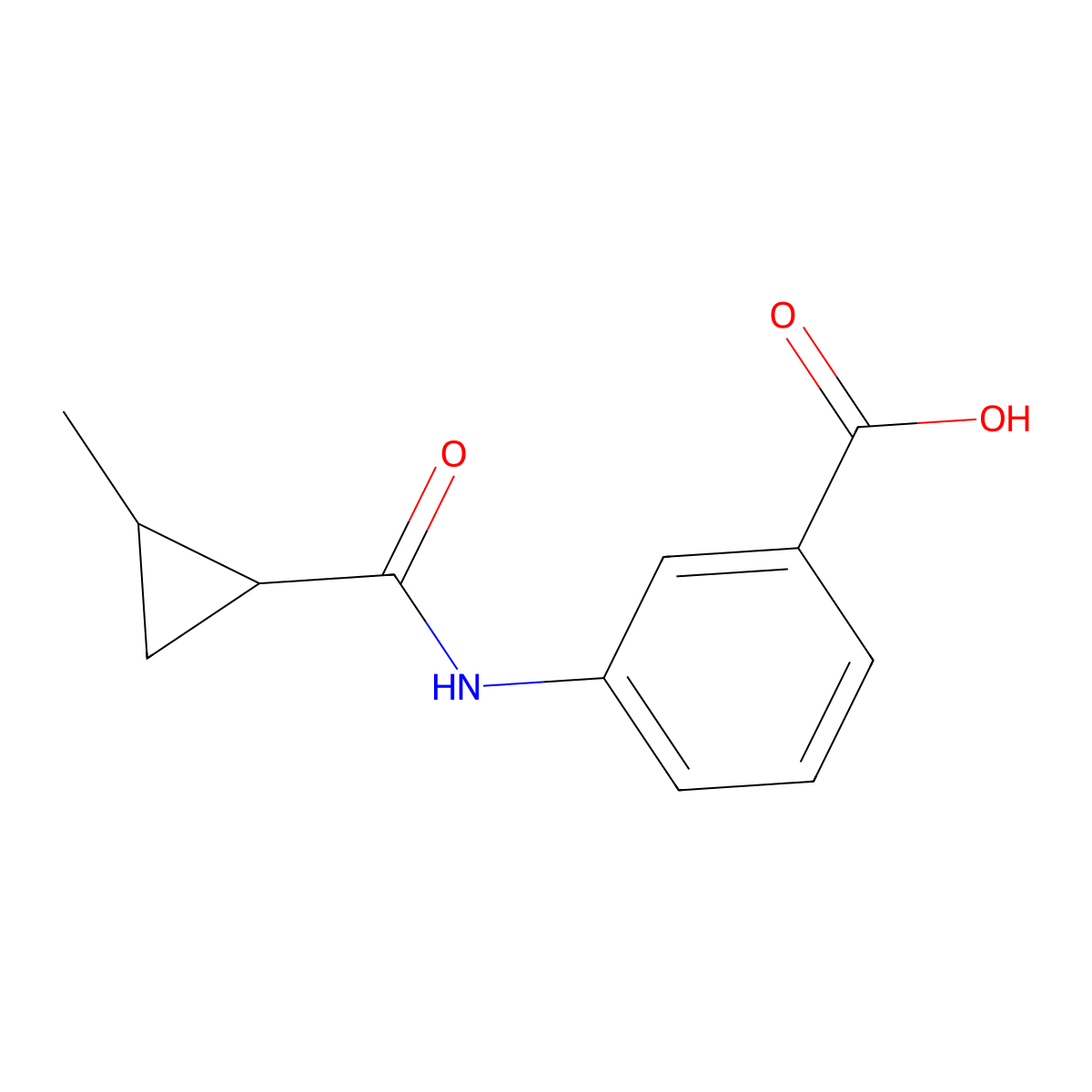 rac-3-[(1R,2R)-2-methylcyclopropaneamido]benzoic acid, trans molecular structure, CAS 2260936-95-4