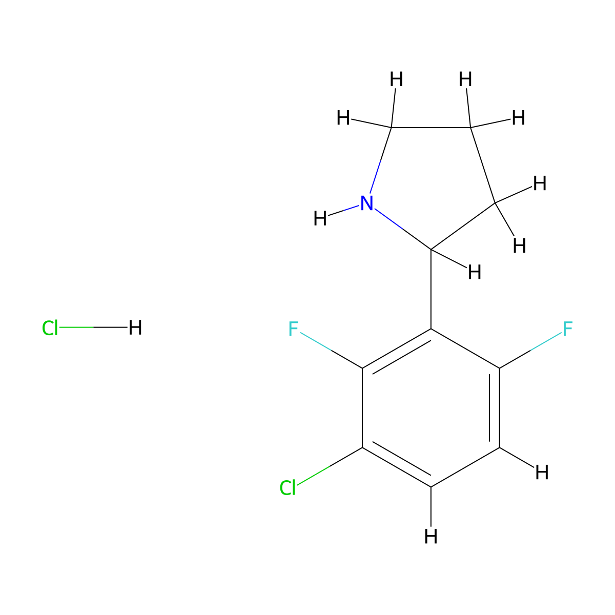 2-(3-Chloro-2,6-difluorophenyl)pyrrolidine hydrochloride molecular structure, CAS 2260937-00-4