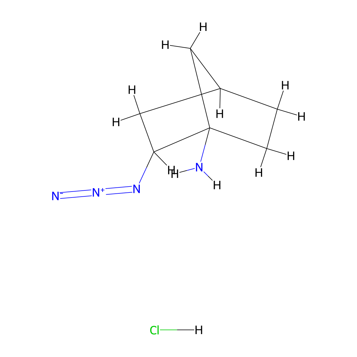 2-Azidobicyclo[2.2.1]heptan-1-aminehydrochloride molecular structure, CAS 2260937-03-7