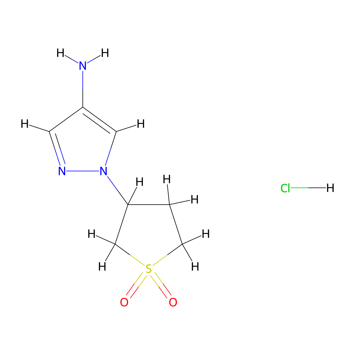 3-(4-amino-1H-pyrazol-1-yl)-1lambda6-thiolane-1,1-dione hydrochloride molecular structure, CAS 2260937-05-9