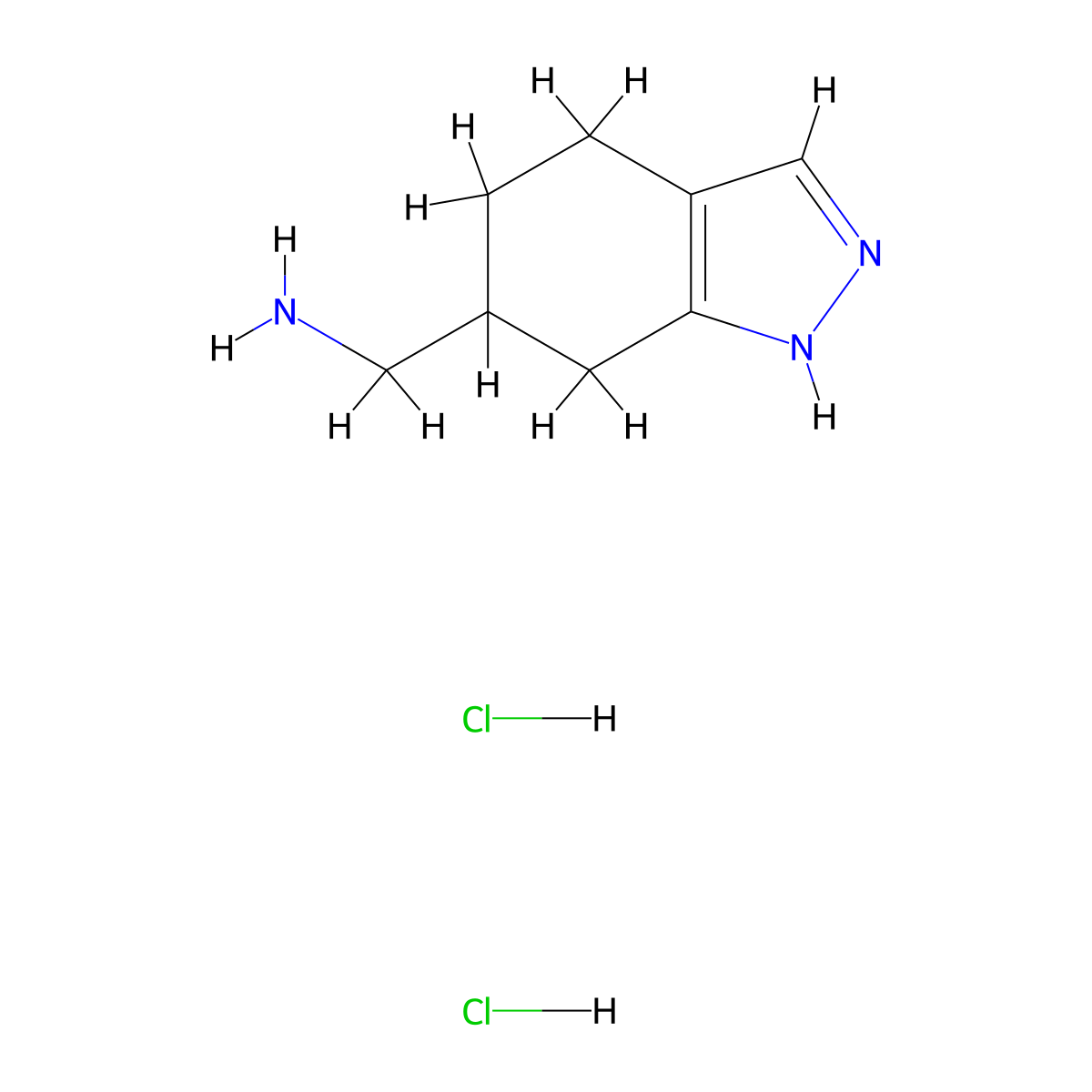 (4,5,6,7-tetrahydro-1H-indazol-6-yl)methanamine dihydrochloride molecular structure, CAS 2260937-16-2