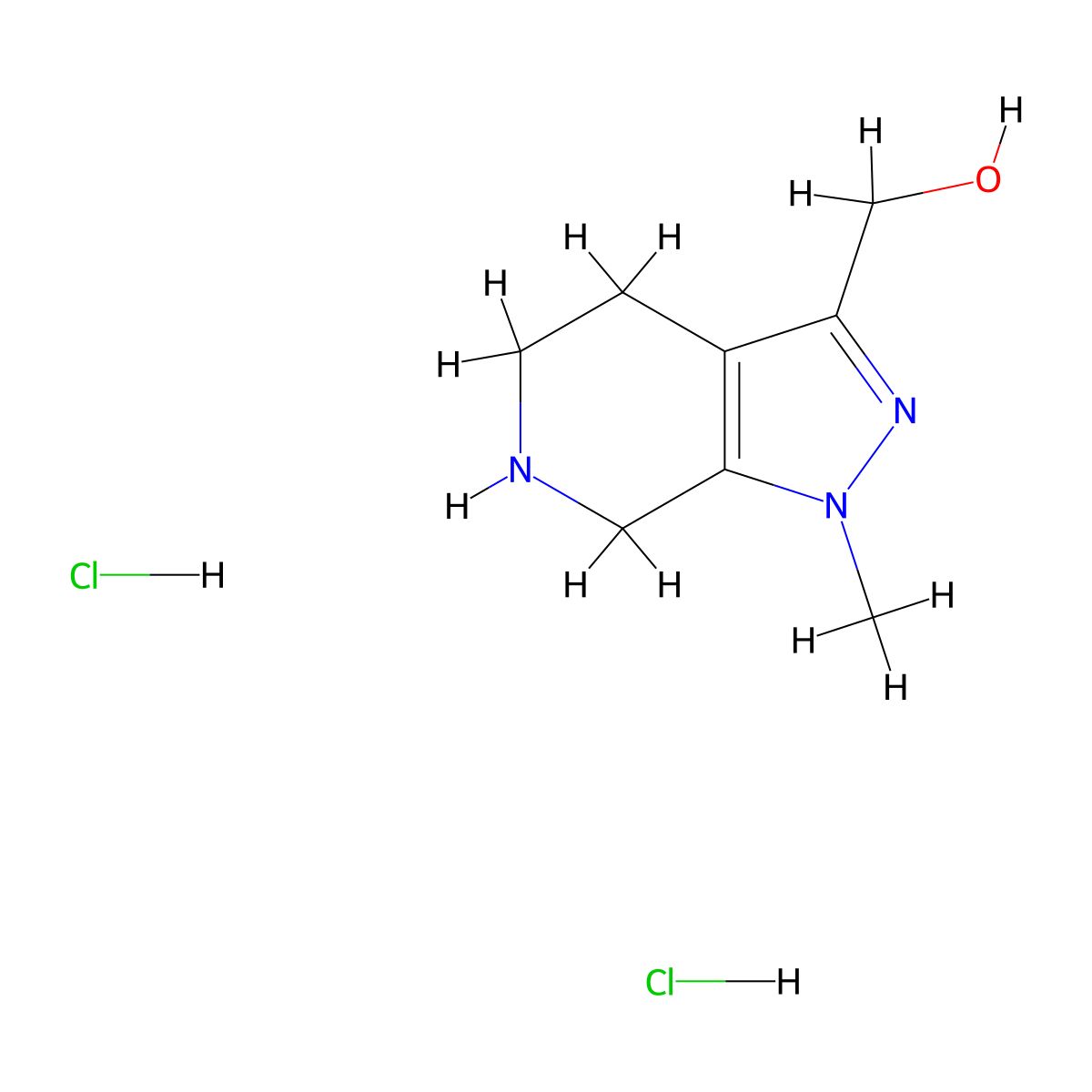 (1-Methyl-4,5,6,7-tetrahydropyrazolo[3,4-c]pyridin-3-yl)methanol;dihydrochloride molecular structure, CAS 2260937-19-5