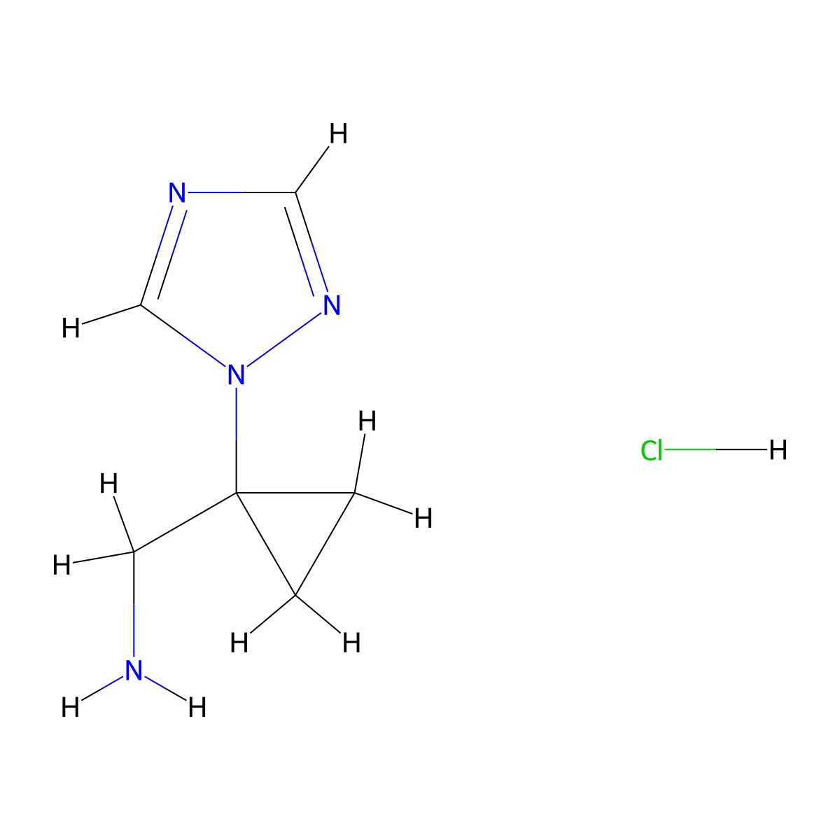 [1-(1H-1,2,4-triazol-1-yl)cyclopropyl]methanamine hydrochloride molecular structure, CAS 2260937-25-3