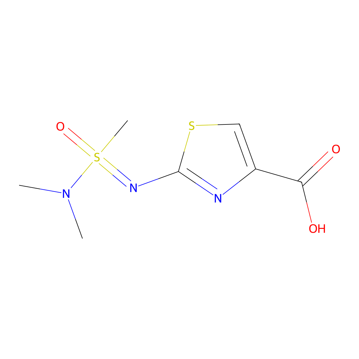 2-{[(Dimethylamino)(methyl)oxo-lambda6-sulfanylidene]amino}-1,3-thiazole-4-carboxylic acid molecular structure, CAS 2260937-43-5