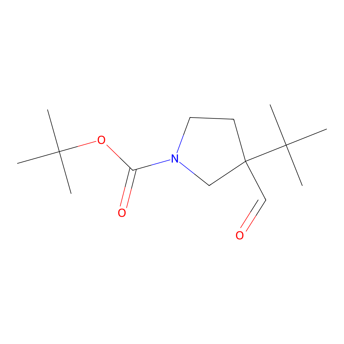 Tert-butyl 3-tert-butyl-3-formylpyrrolidine-1-carboxylate molecular structure, CAS 2260937-45-7