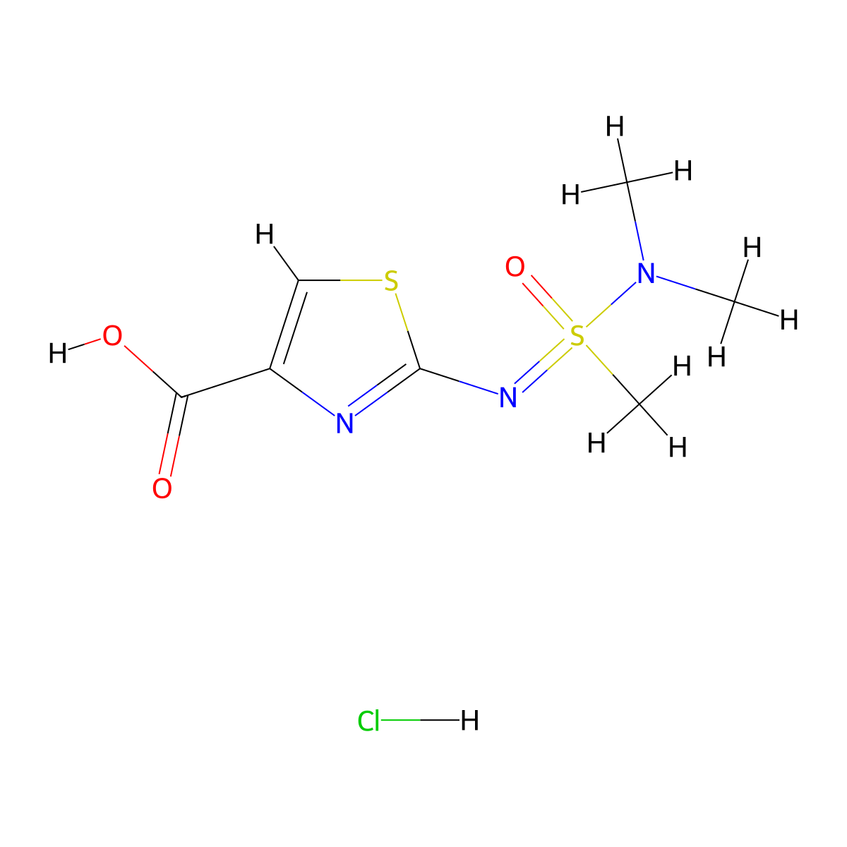 2-{[(Dimethylamino)(methyl)oxo-lambda6-sulfanylidene]amino}-1,3-thiazole-4-carboxylicacidhydrochloride molecular structure, CAS 2260937-46-8