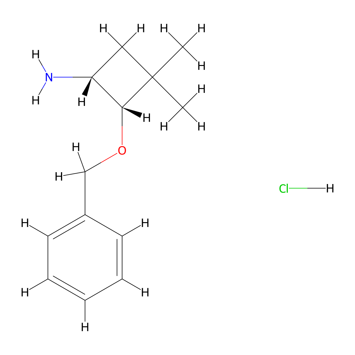 (1R,2S)-3,3-Dimethyl-2-phenylmethoxycyclobutan-1-amine;hydrochloride molecular structure, CAS 2260937-48-0