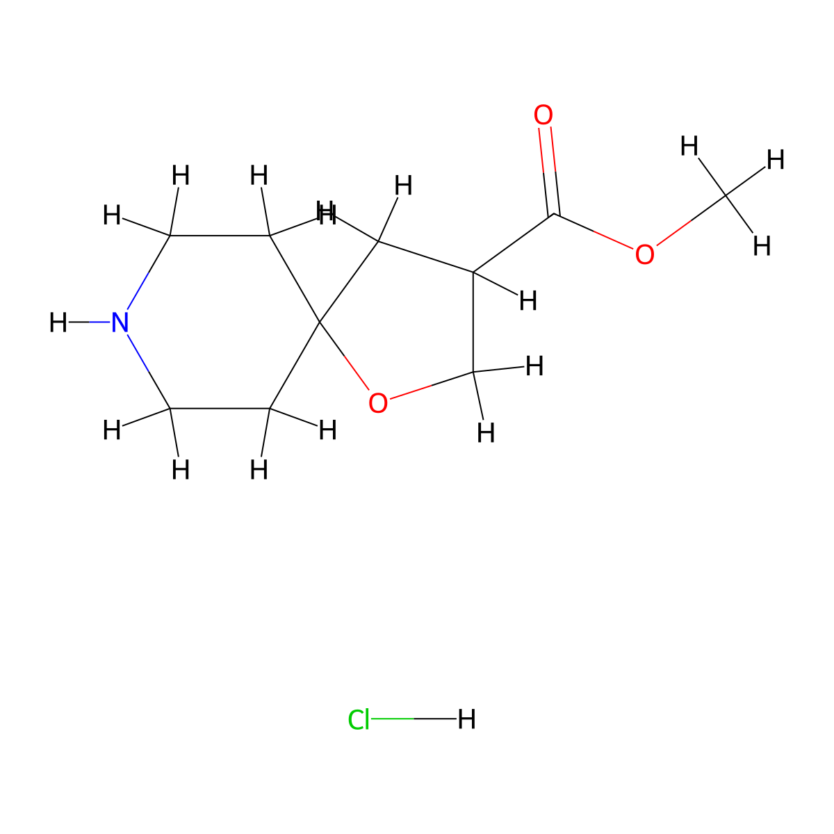 Methyl 1-oxa-8-azaspiro[4.5]decane-3-carboxylate hydrochloride molecular structure, CAS 2260937-51-5