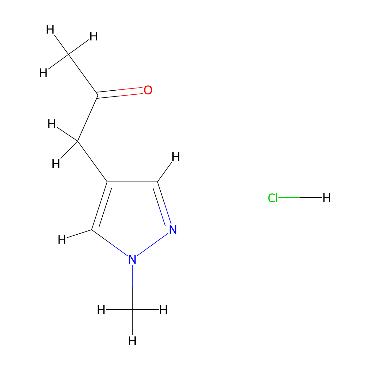 1-(1-methyl-1H-pyrazol-4-yl)propan-2-one hydrochloride molecular structure, CAS 2260937-52-6