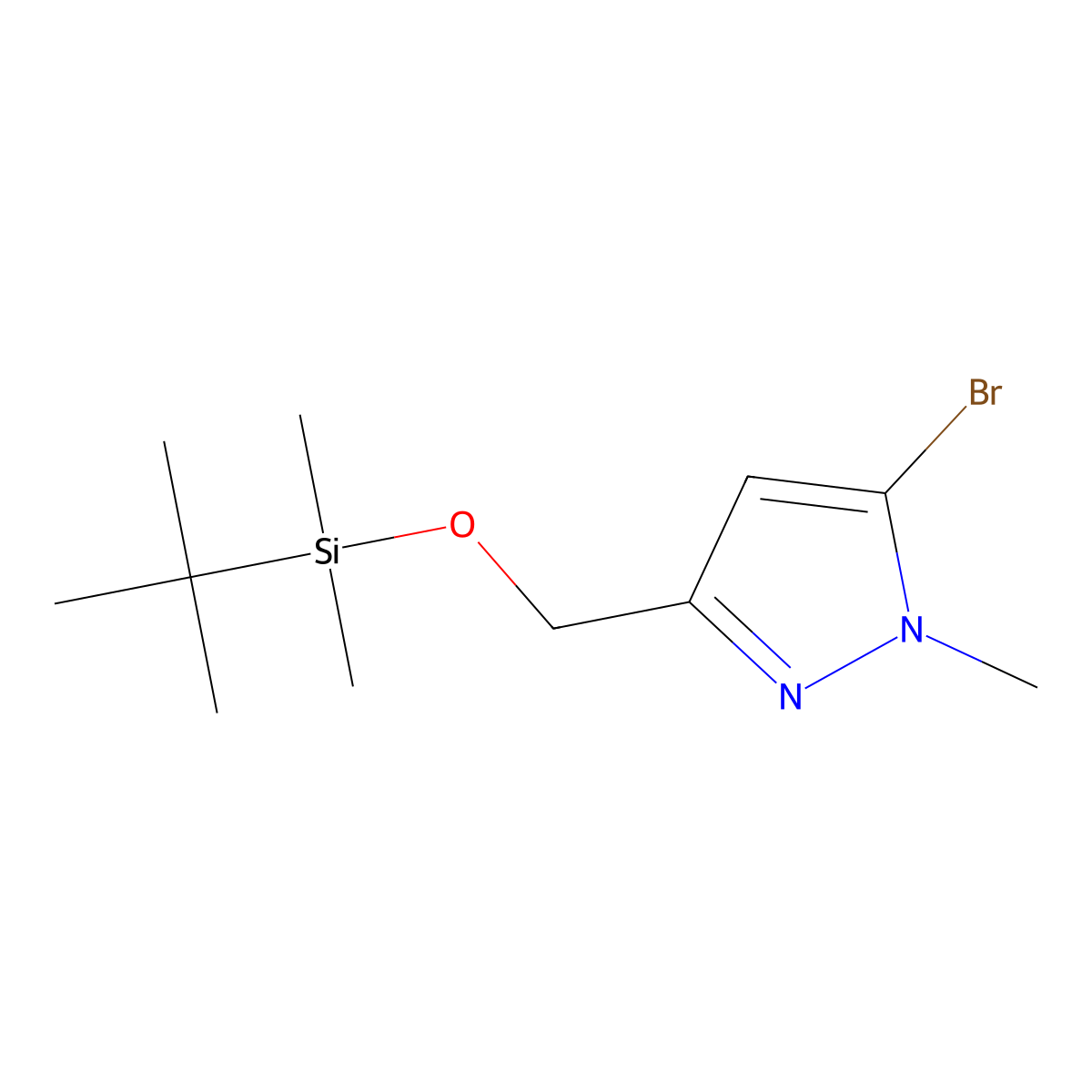 5-bromo-3-{[(tert-butyldimethylsilyl)oxy]methyl}-1-methyl-1H-pyrazole molecular structure, CAS 2260937-56-0