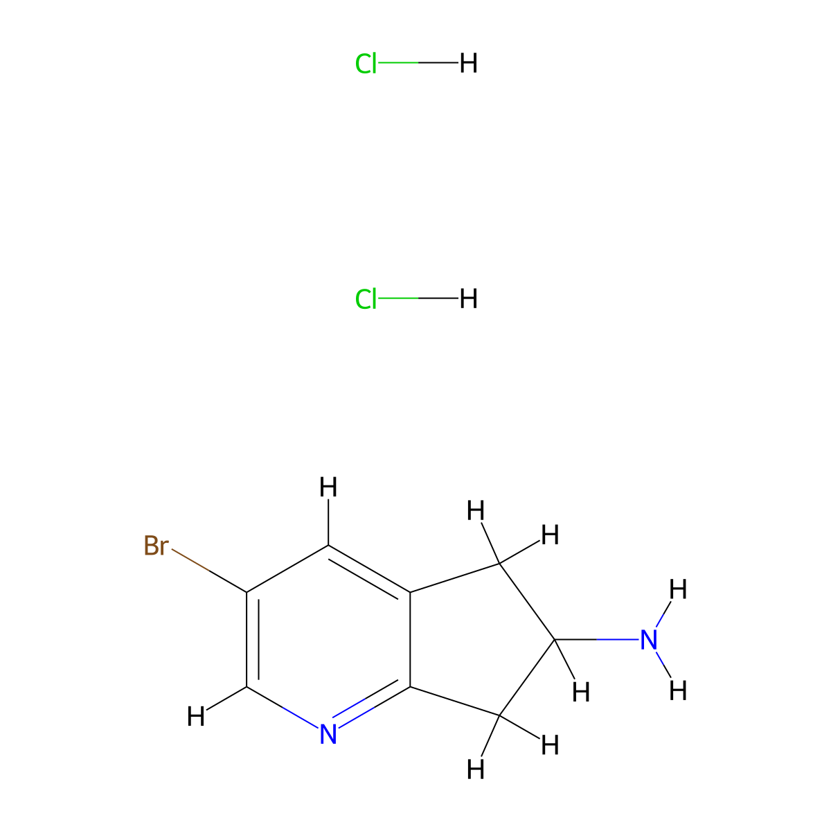 3-Bromo-6,7-dihydro-5H-cyclopenta[b]pyridin-6-amine dihydrochloride molecular structure, CAS 2260937-61-7