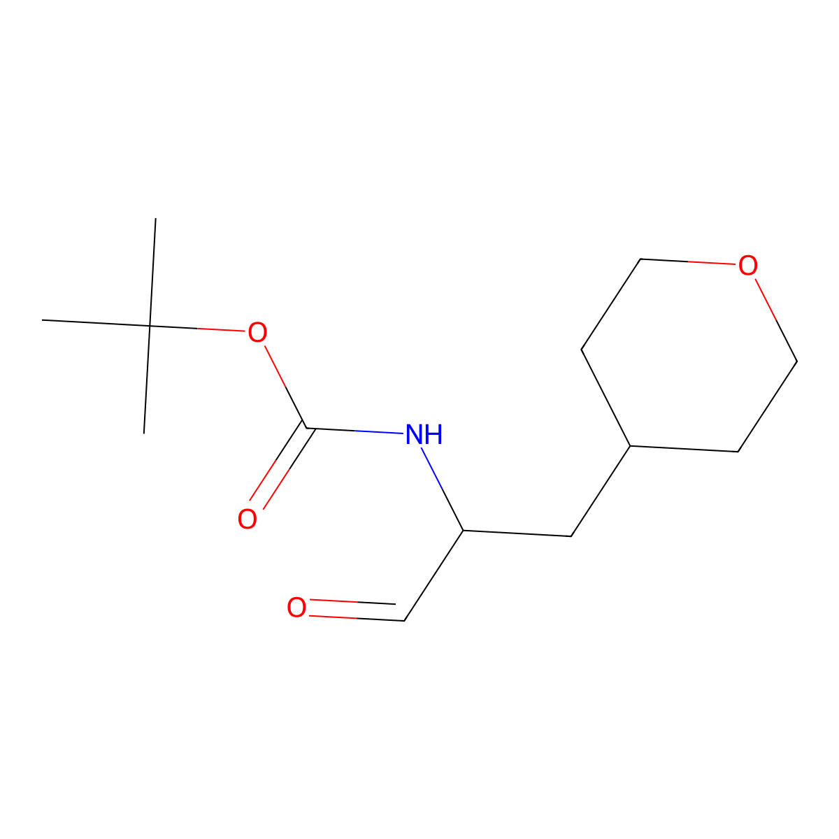 tert-butyl N-(1-(oxan-4-yl)-3-oxopropan-2-yl)carbamate molecular structure, CAS 2260937-62-8