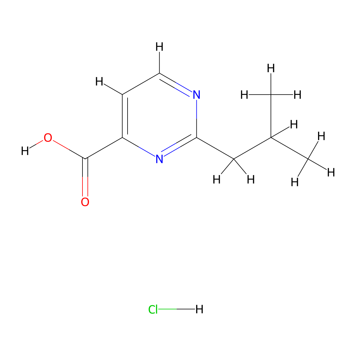 2-(2-Methylpropyl)pyrimidine-4-carboxylicacidhydrochloride molecular structure, CAS 2260937-68-4