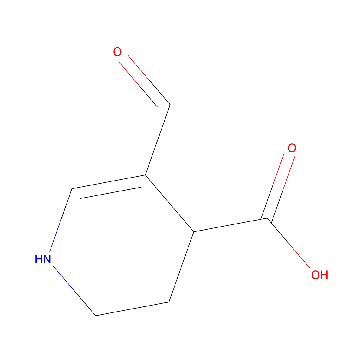 5-Formyl-1,2,3,4-tetrahydropyridine-4-carboxylic acid molecular structure, CAS 2260937-75-3