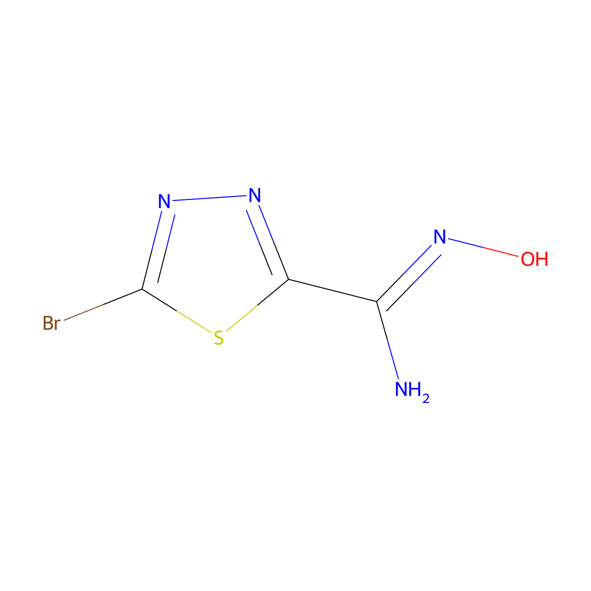 5-bromo-N'-hydroxy-1,3,4-thiadiazole-2-carboximidamide molecular structure, CAS 2260939-17-9