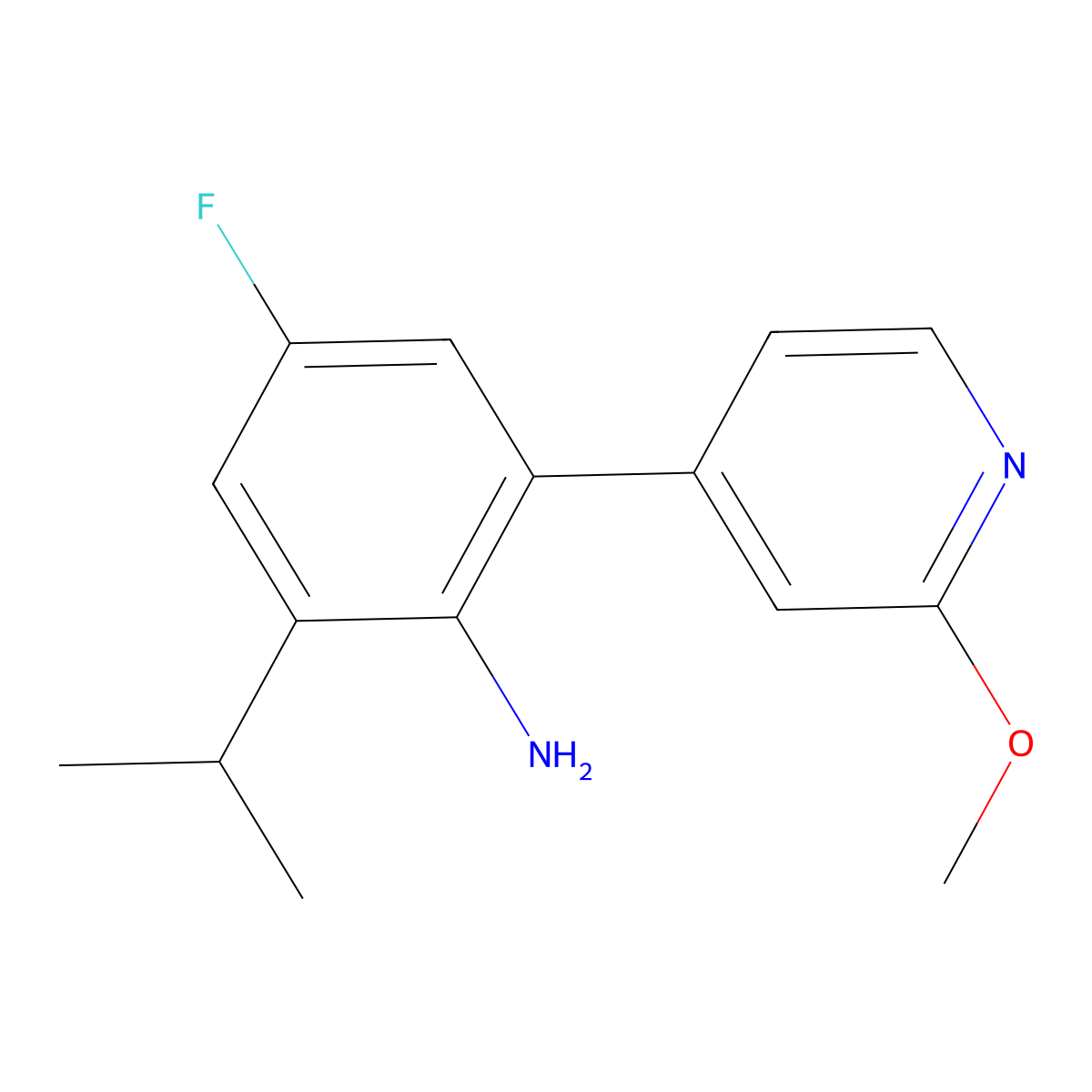 4-Fluoro-2-isopropyl-6-(2-methoxypyridin-4-yl)aniline molecular structure, CAS 2260959-44-0