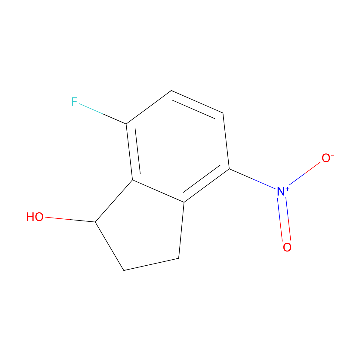 7-Fluoro-4-nitro-2,3-dihydro-1H-inden-1-ol molecular structure, CAS 2260959-50-8