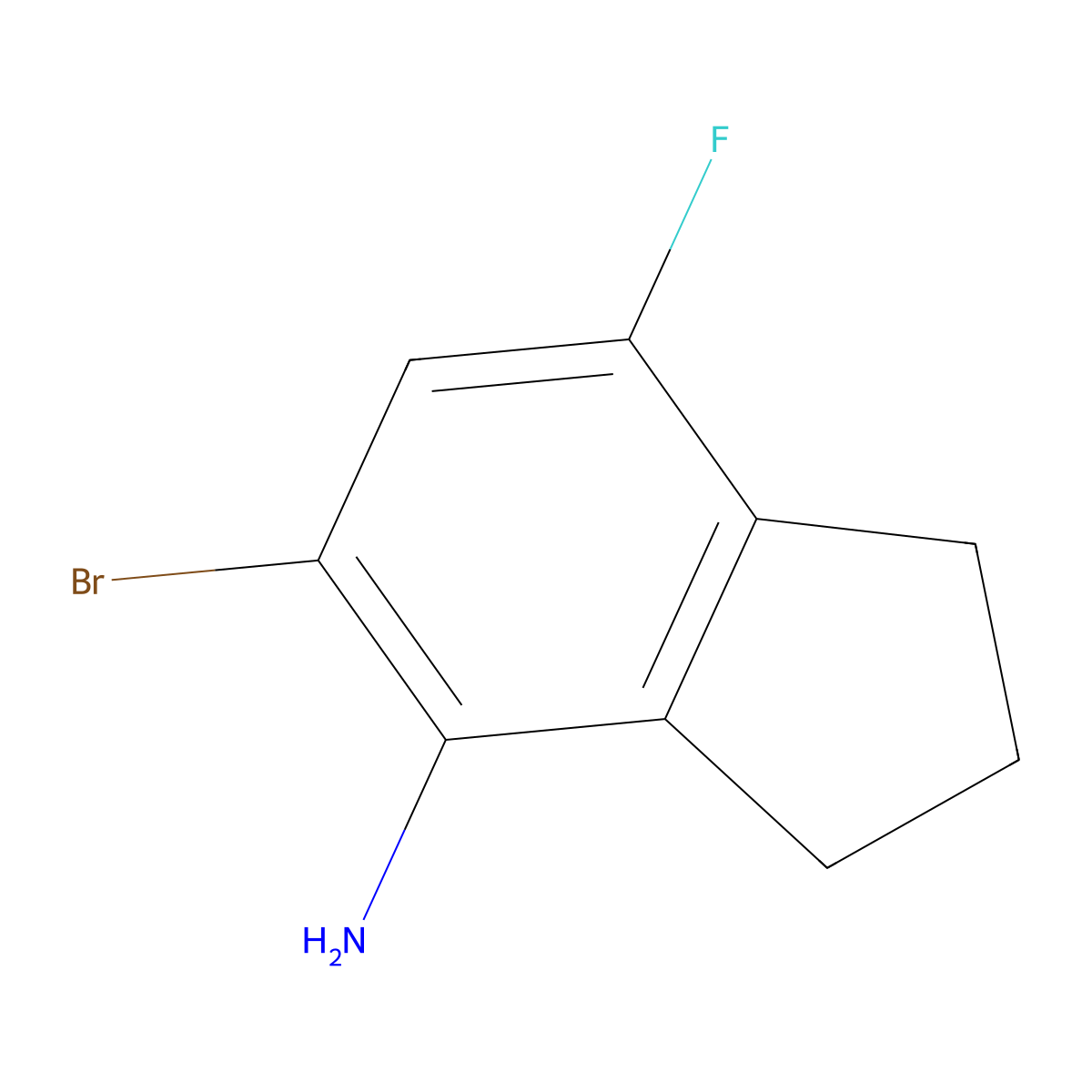 5-Bromo-7-fluoro-2,3-dihydro-1H-inden-4-amine molecular structure, CAS 2260959-53-1