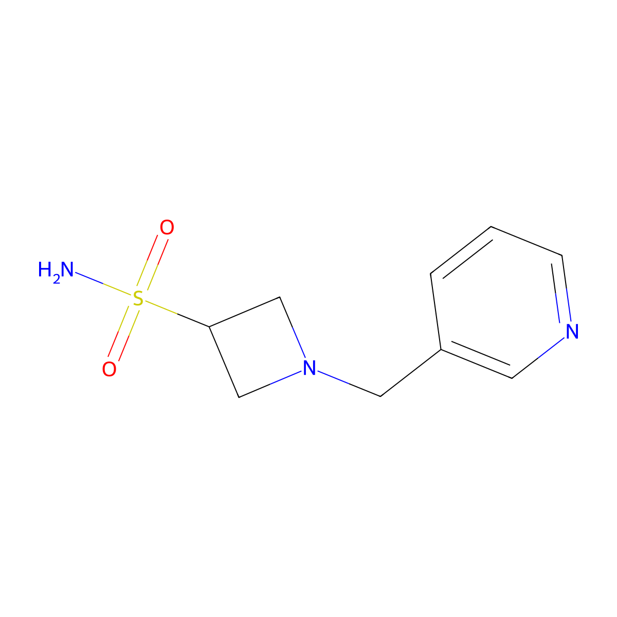 1-(3-Pyridinylmethyl)-3-azetidinesulfonamide molecular structure, CAS 2260973-58-6