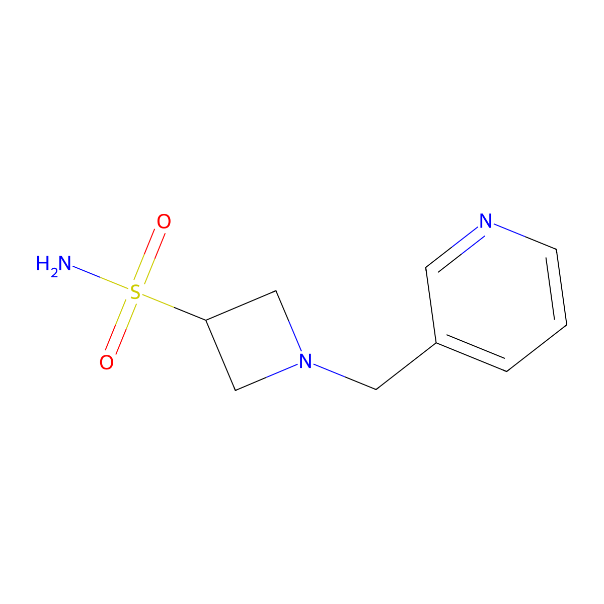 1-(3-Pyridinylmethyl)-3-azetidinesulfonamide molecular structure, CAS 2260973-58-6