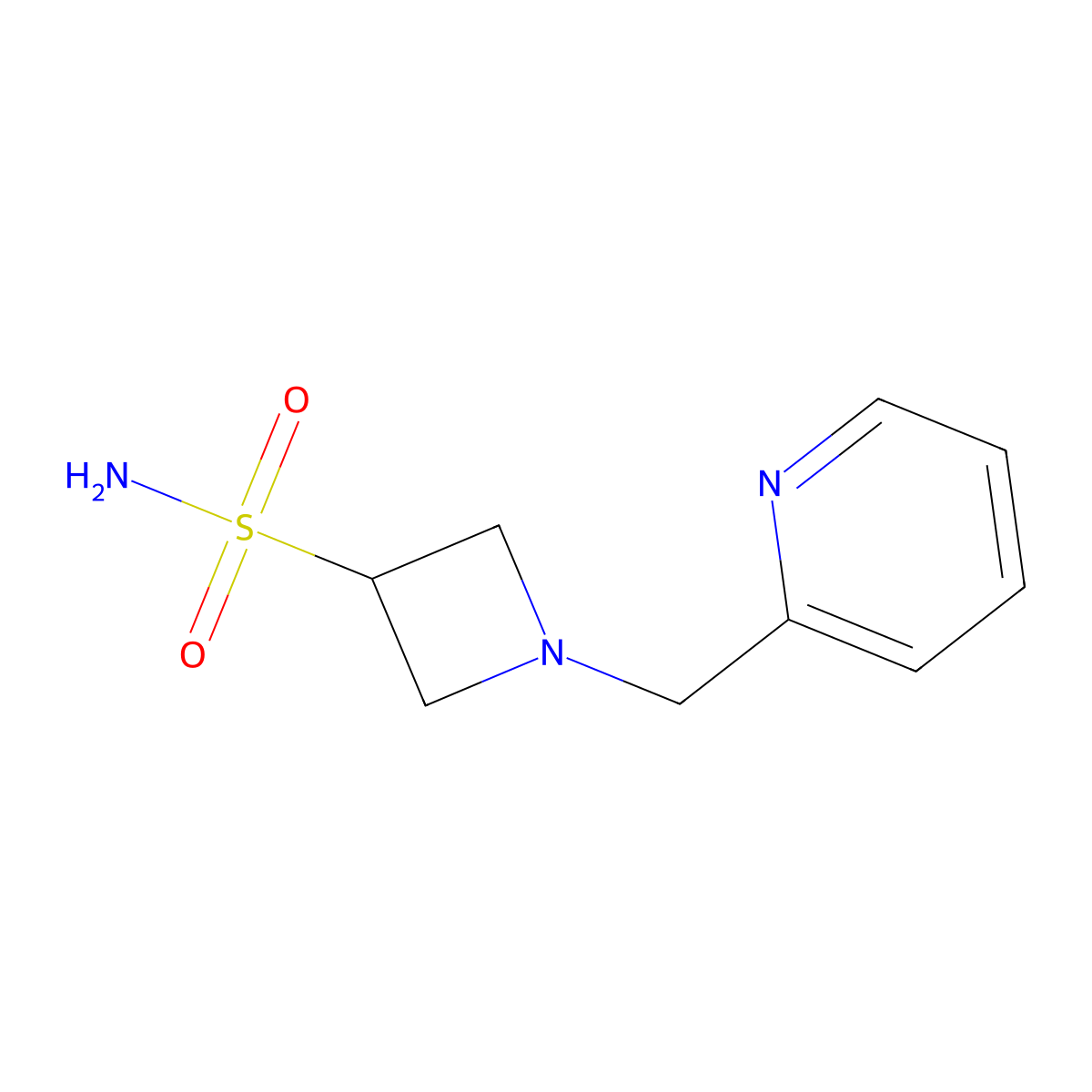 1-(2-Pyridinylmethyl)-3-azetidinesulfonamide molecular structure, CAS 2260973-78-0