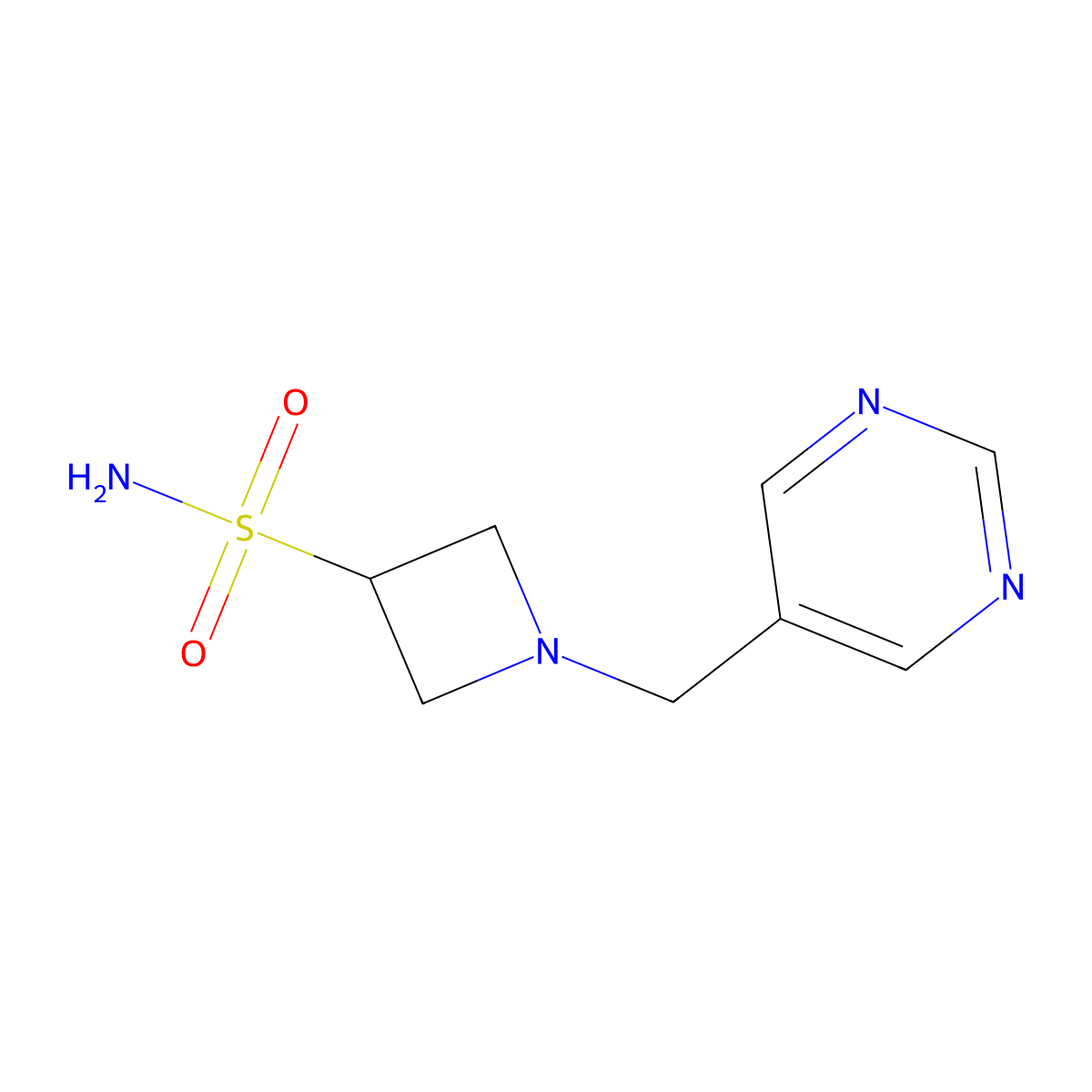 1-(5-pyrimidinylmethyl)-3-Azetidinesulfonamide molecular structure, CAS 2260973-90-6