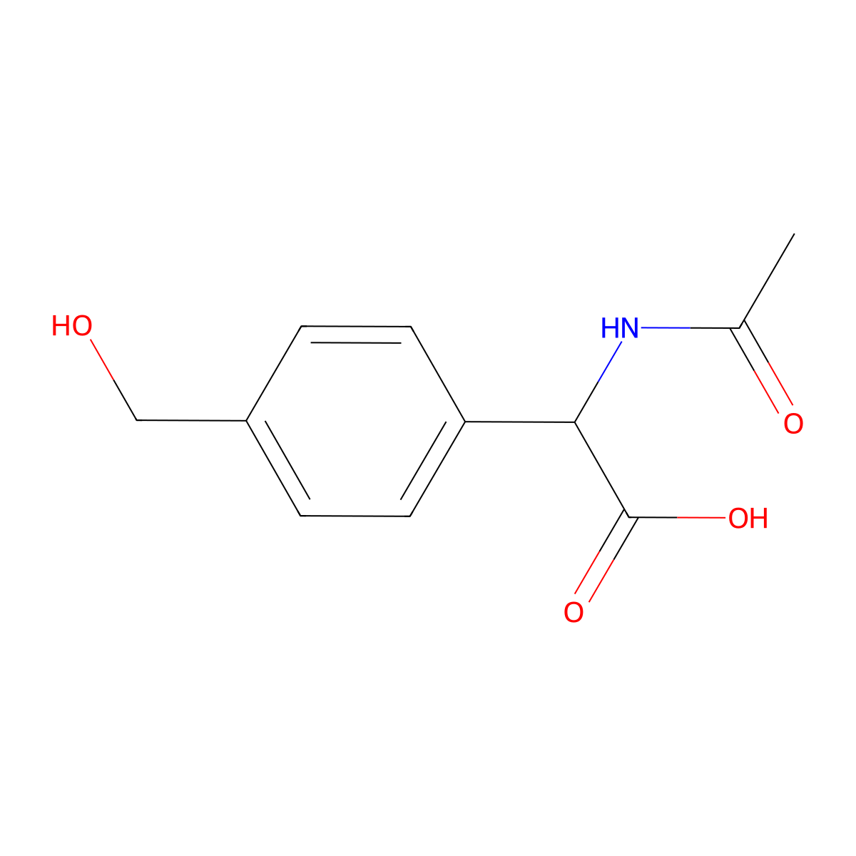 2-Acetamido-2-[4-(hydroxymethyl)phenyl]acetic acid molecular structure, CAS 2261047-35-0