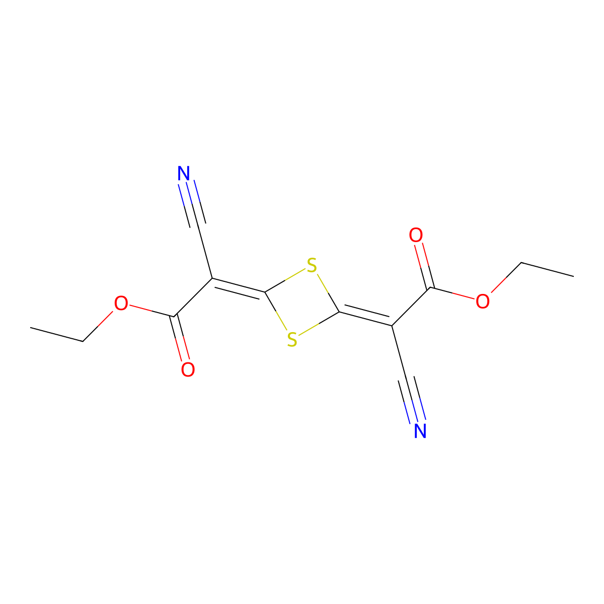 Diethyl 2,2'-(1,3-dithietane-2,4-diylidene)bis(cyanoacetate) molecular structure, CAS 22624-54-0