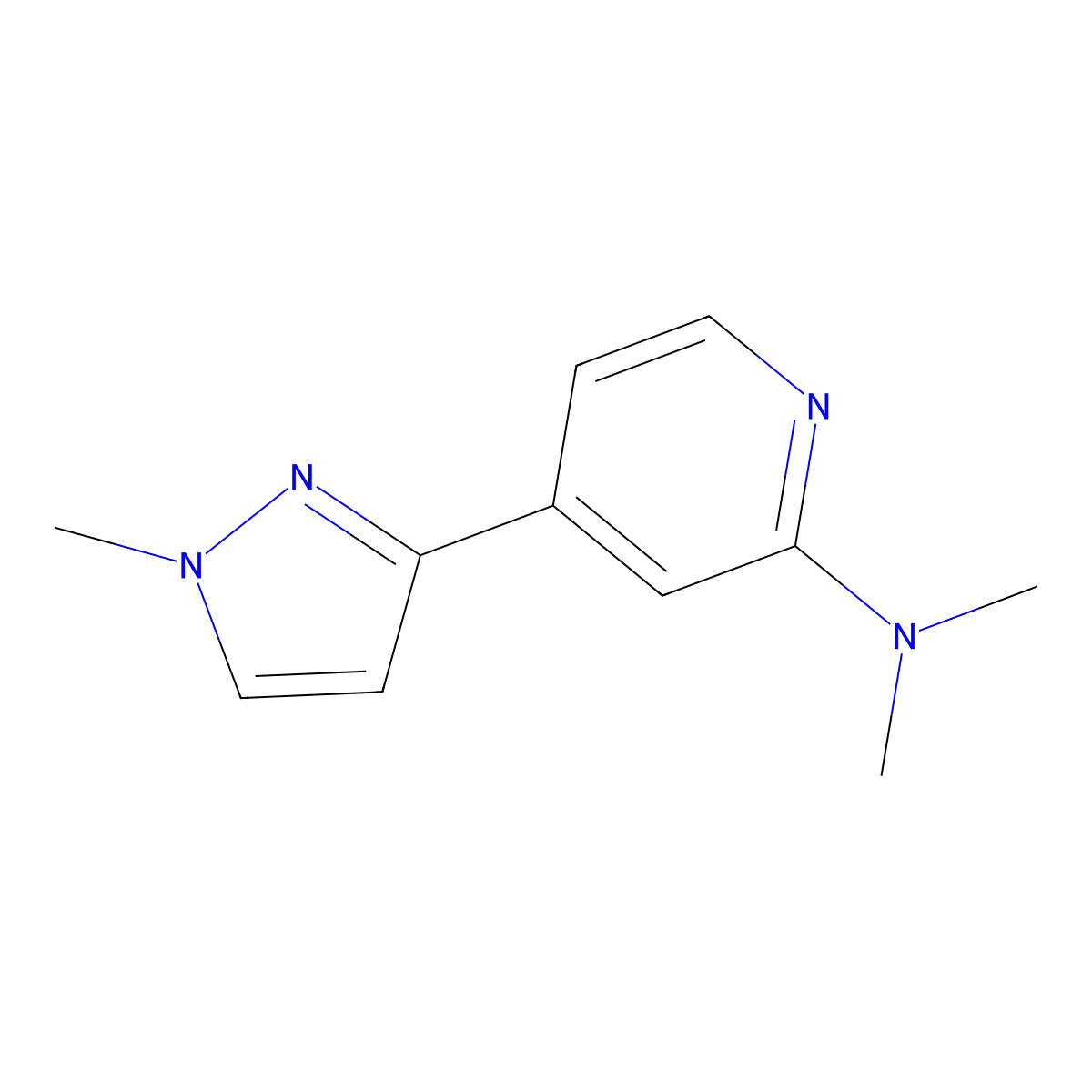 N,N-Dimethyl-4-(1-methyl-1H-pyrazol-3-yl)-2-pyridinamine molecular structure, CAS 2262412-18-8