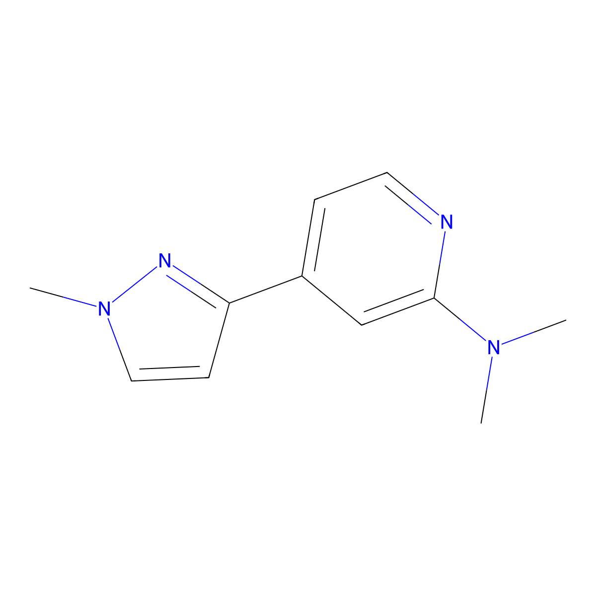 N,N-Dimethyl-4-(1-methyl-1H-pyrazol-3-yl)-2-pyridinamine molecular structure, CAS 2262412-18-8