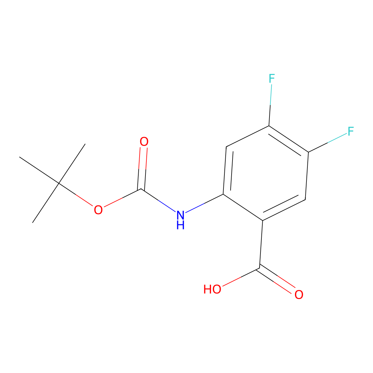 2-((Tert-butoxycarbonyl)amino)-4,5-difluorobenzoic acid molecular structure, CAS 226250-01-7