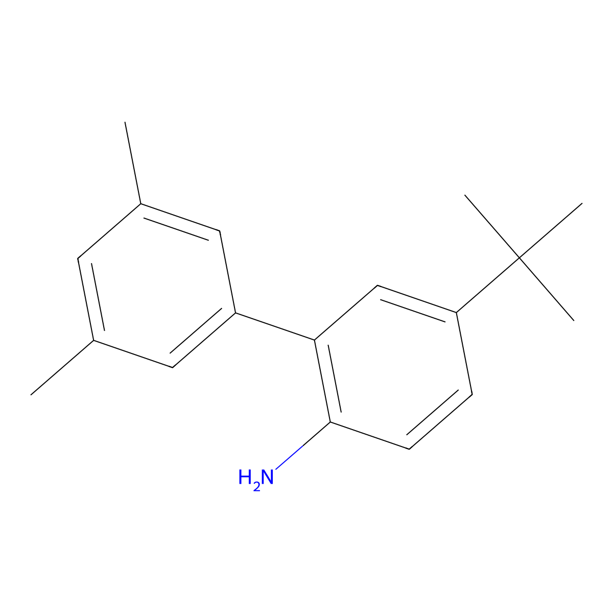 5-(Tert-butyl)-3',5'-dimethyl-[1,1'-biphenyl]-2-amine molecular structure, CAS 2262575-12-0