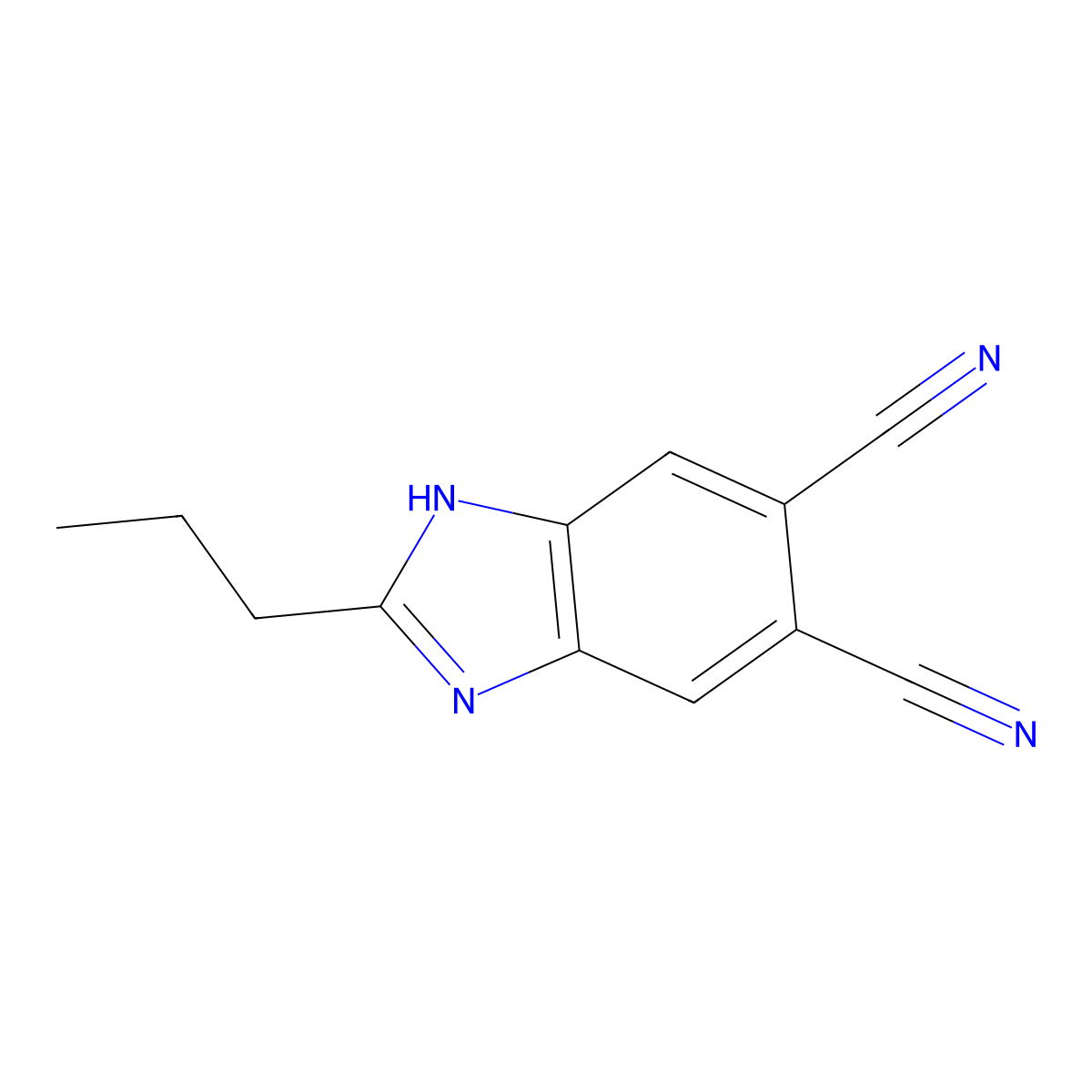 2-Propyl-1H-1,3-benzodiazole-5,6-dicarbonitrile molecular structure, CAS 226258-78-2