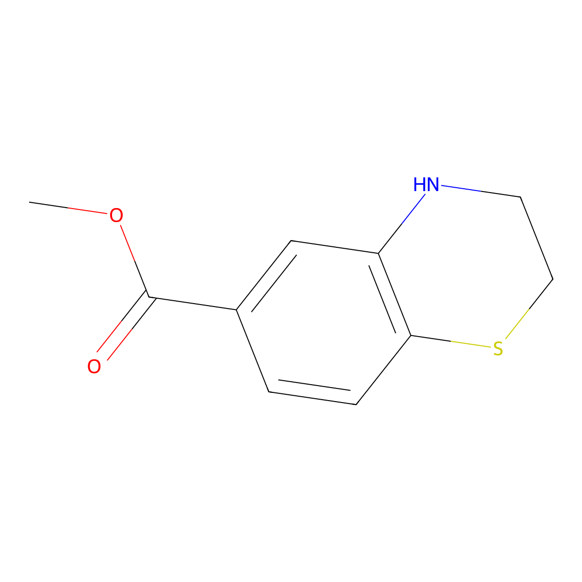 methyl 3,4-dihydro-2H-1,4-benzothiazine-6-carboxylate molecular structure, CAS 226259-30-9