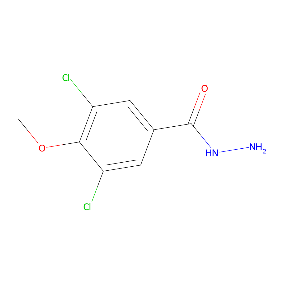 Benzoic acid, 3,5-dichloro-4-methoxy-, hydrazide molecular structure, CAS 22631-59-0