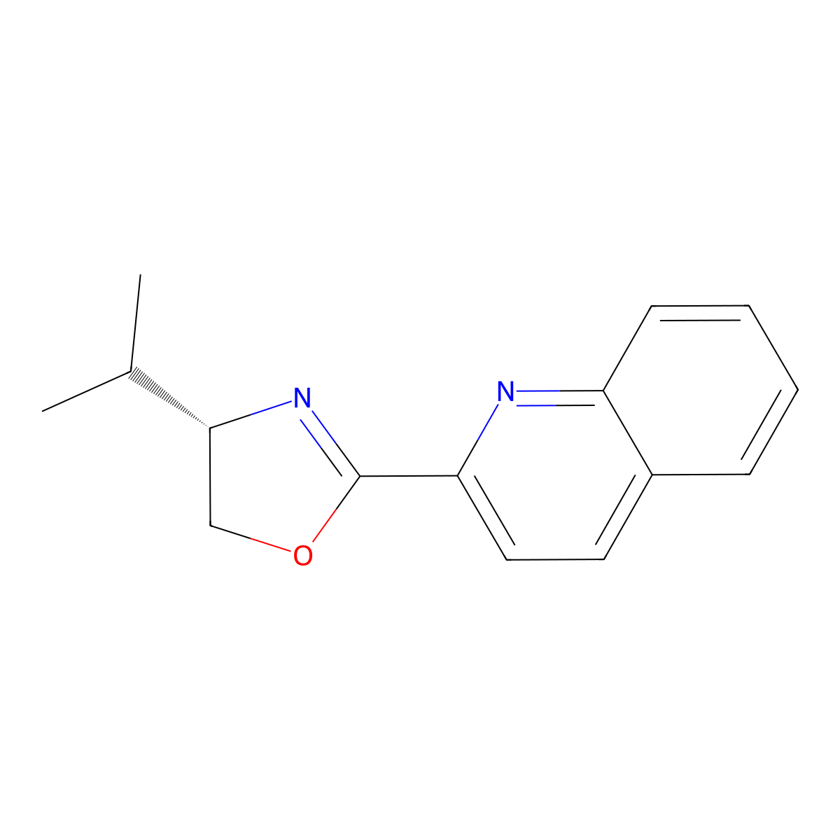 (S)-4-Isopropyl-2-(quinolin-2-yl)-4,5-dihydrooxazole molecular structure, CAS 226387-11-7