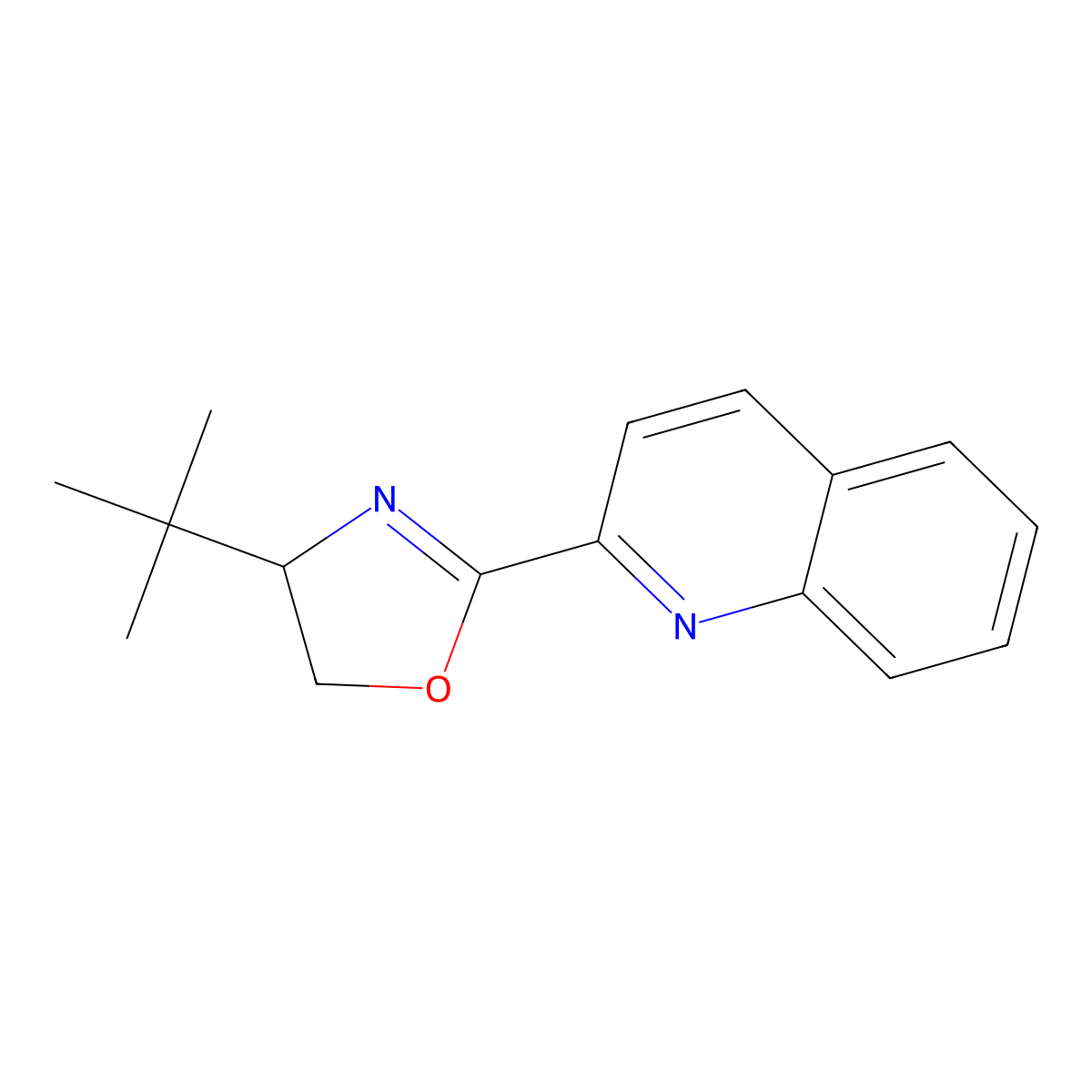 2-((4S)-4-(1,1-Dimethylethyl)-4,5-dihydro-2-oxazolyl)quinoline molecular structure, CAS 226387-12-8