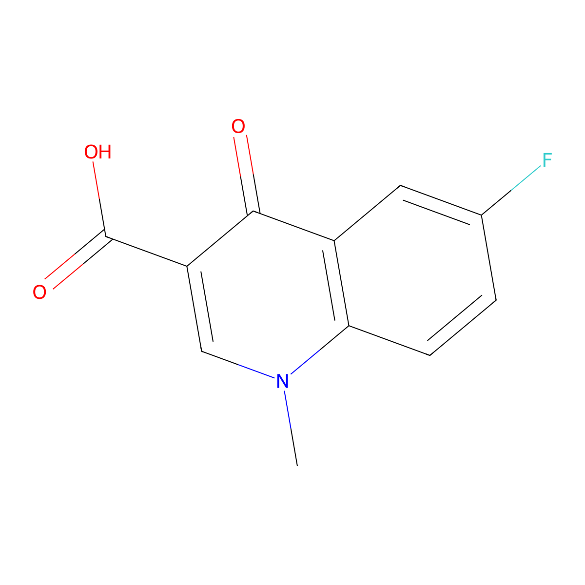 6-Fluoro-1-methyl-4-oxo-1,4-dihydroquinoline-3-carboxylic acid molecular structure, CAS 2264-33-7